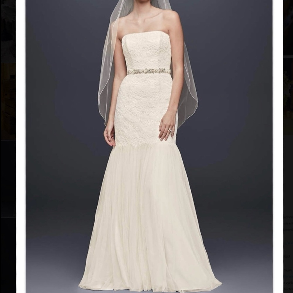 David’s Bridal Beautiful Wedding Gown Dress 
12P Ivory Trumpet Mermaid w belt